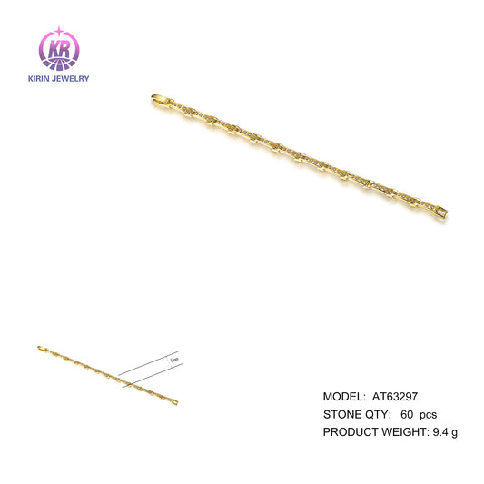 925 silver braceler with 14K gold plating CZ 63297 Kirin Jewelry