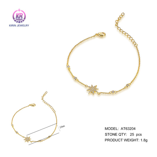 925 silver bracelet with 14K gold palting CZ 63204 Kirin Jewelry