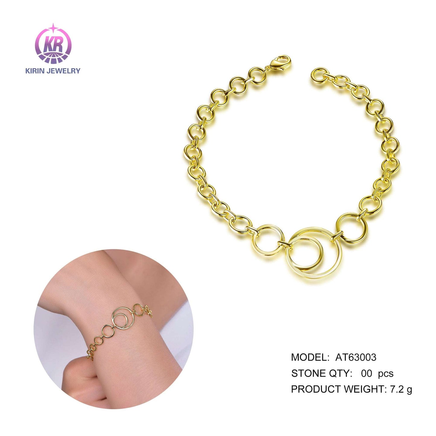 925 silver bracelet with 14K gold plating 63003 Kirin Jewelry