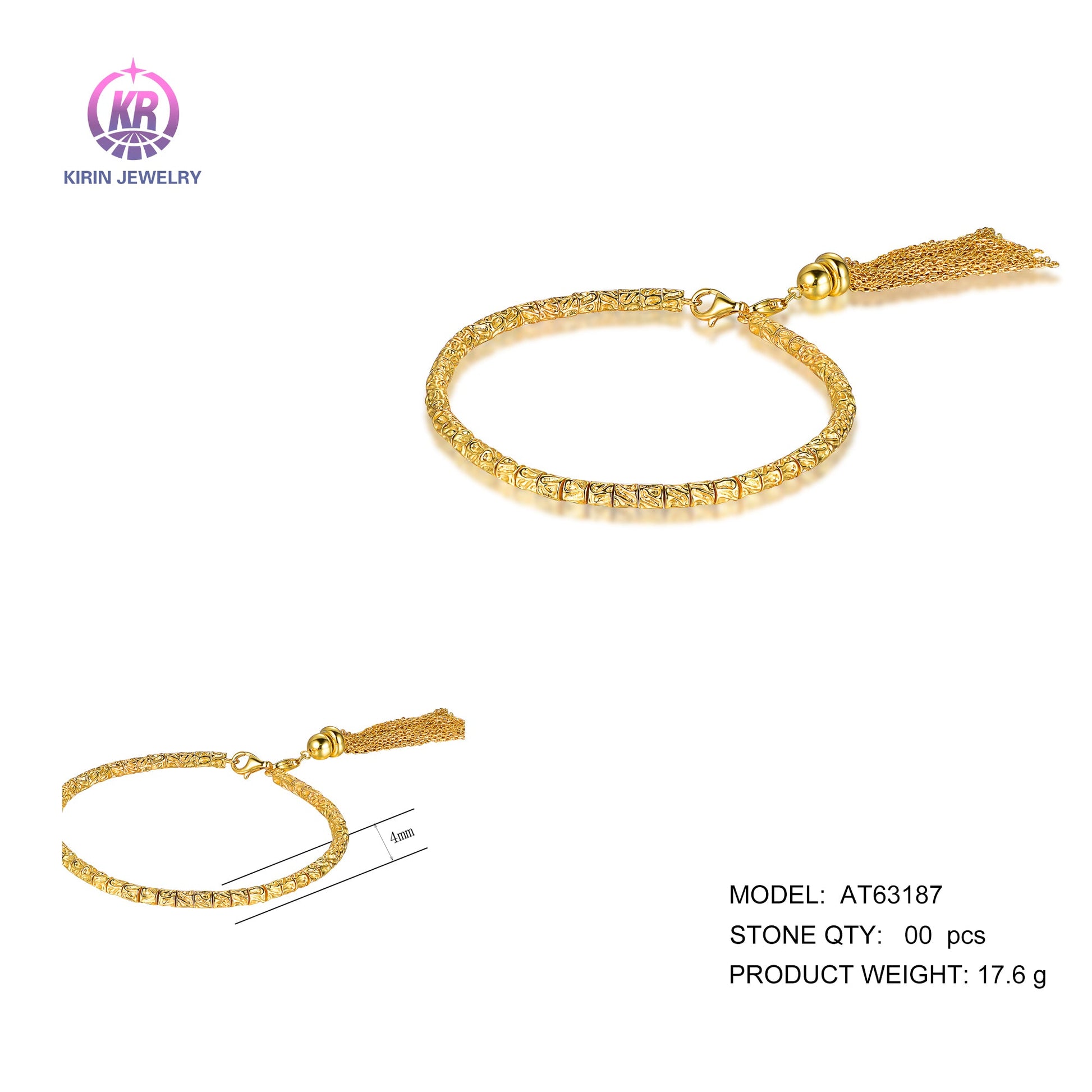 925 silver bracelet with 14K gold plating 63187 Kirin Jewelry