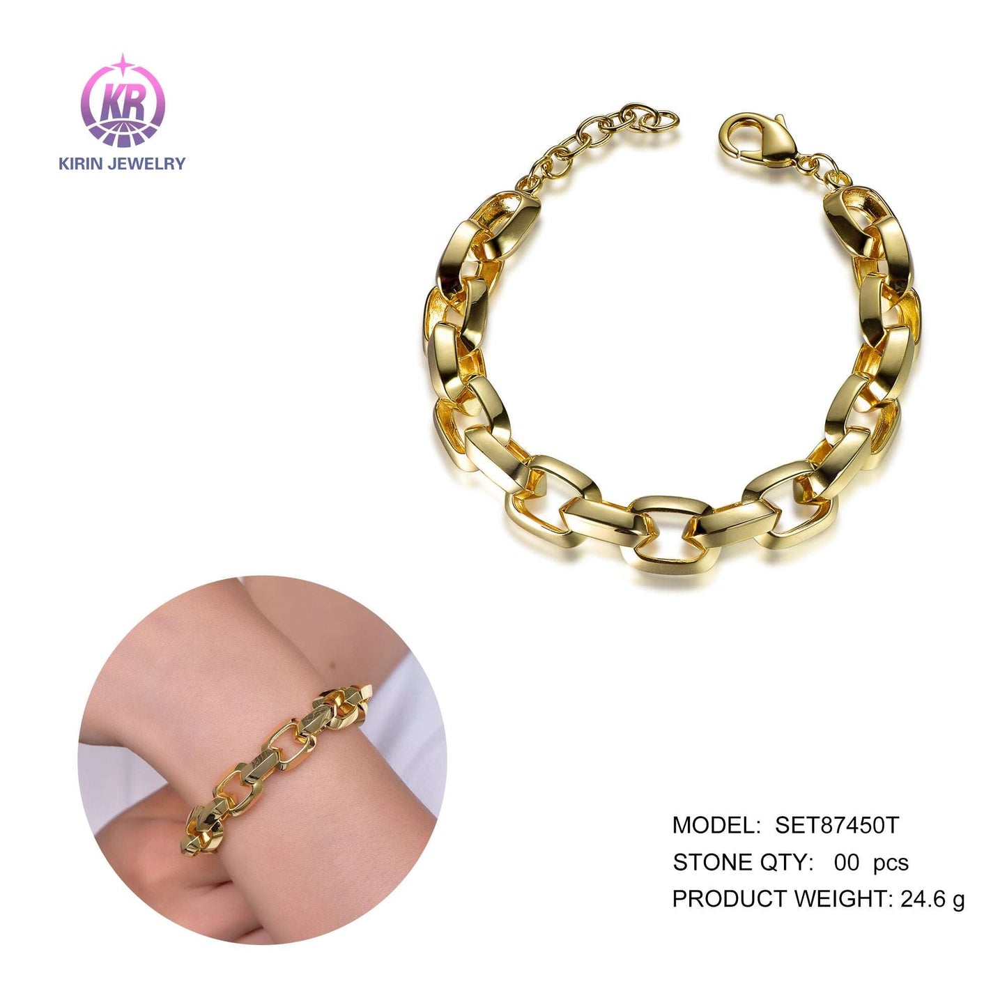 925 silver bracelet with 14K gold plating 87450 Kirin Jewelry