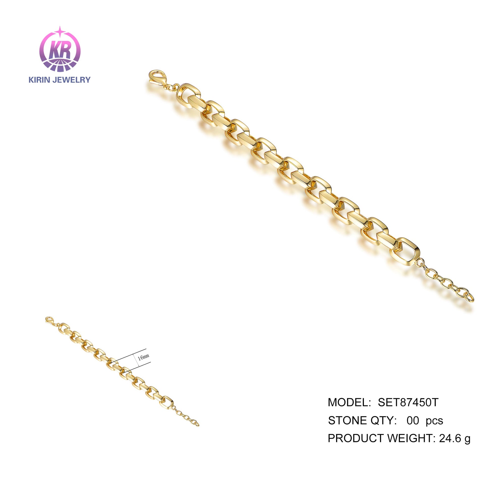 925 silver bracelet with 14K gold plating 87450 Kirin Jewelry