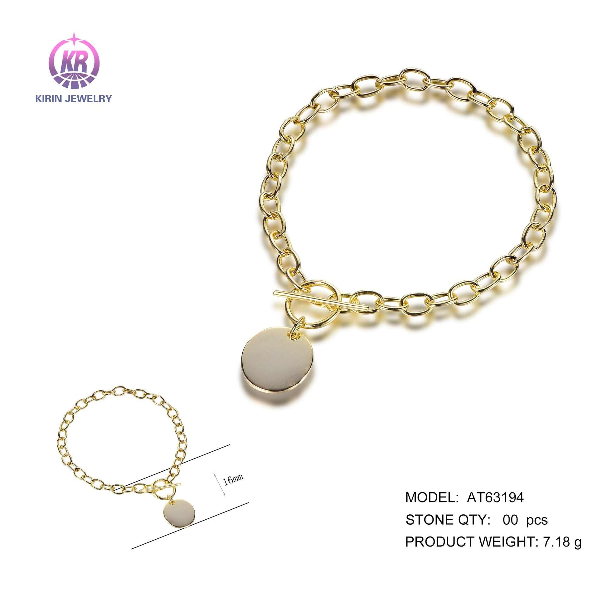 925 silver bracelet with 14K gold plating AT63194 Kirin Jewelry