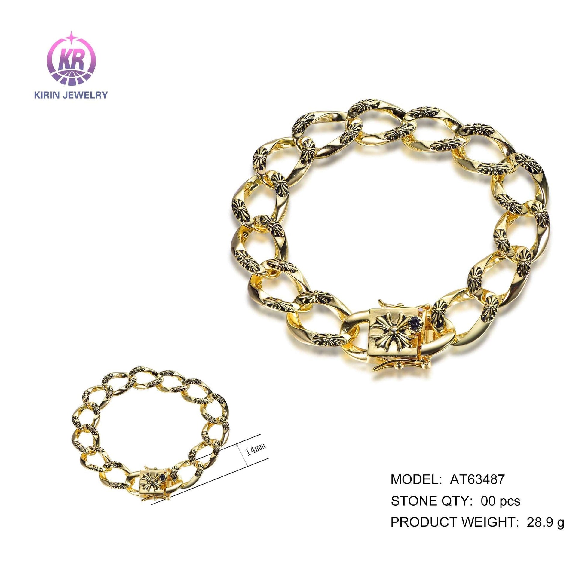 925 silver bracelet with 14K gold plating AT63487 Kirin Jewelry