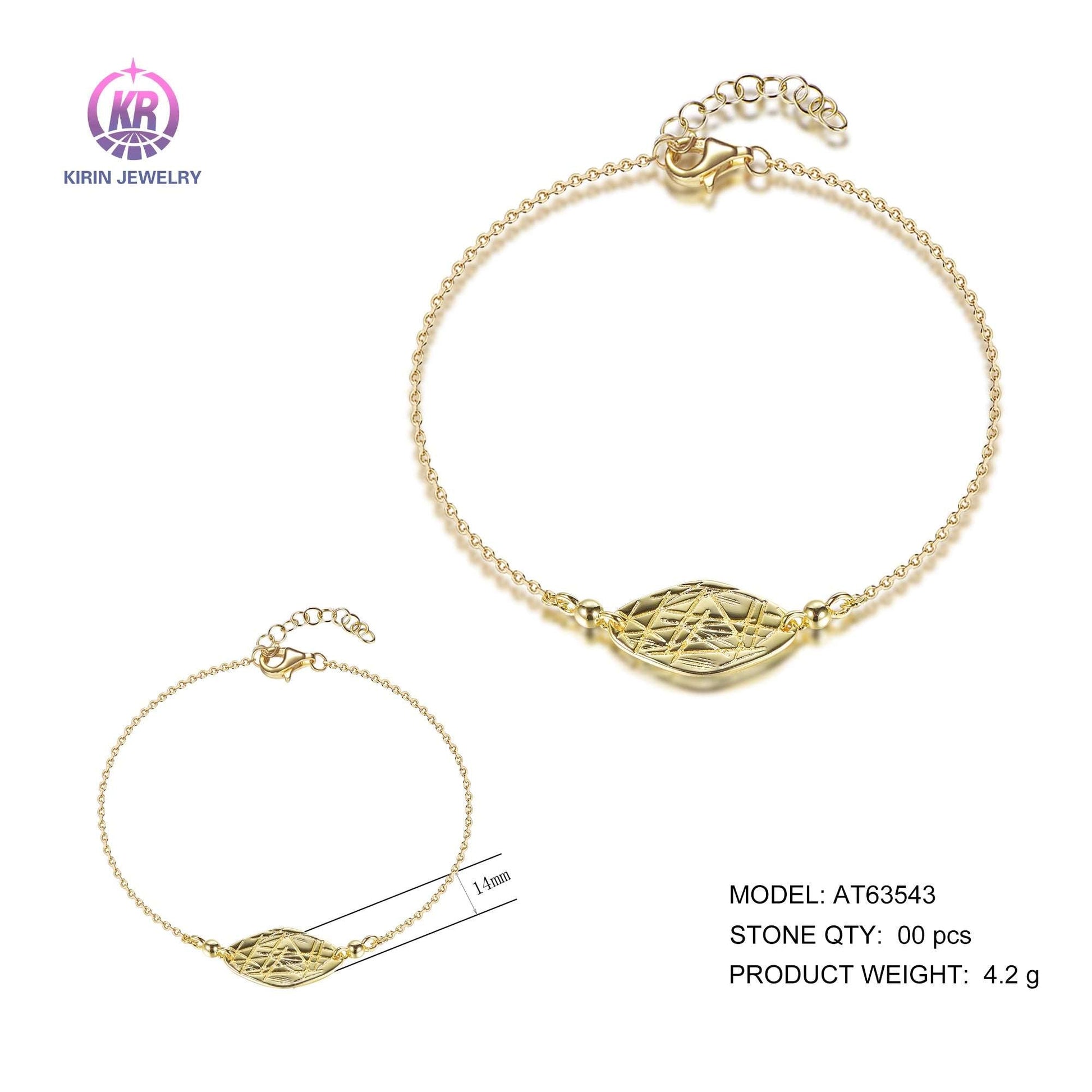 925 silver bracelet with 14K gold plating AT63543 Kirin Jewelry