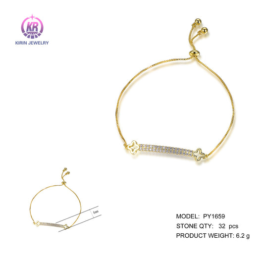 925 silver bracelet with 14K gold plating CZ 1659 Kirin Jewelry