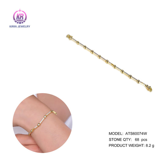 925 silver bracelet with 14K gold plating CZ 60074 Kirin Jewelry