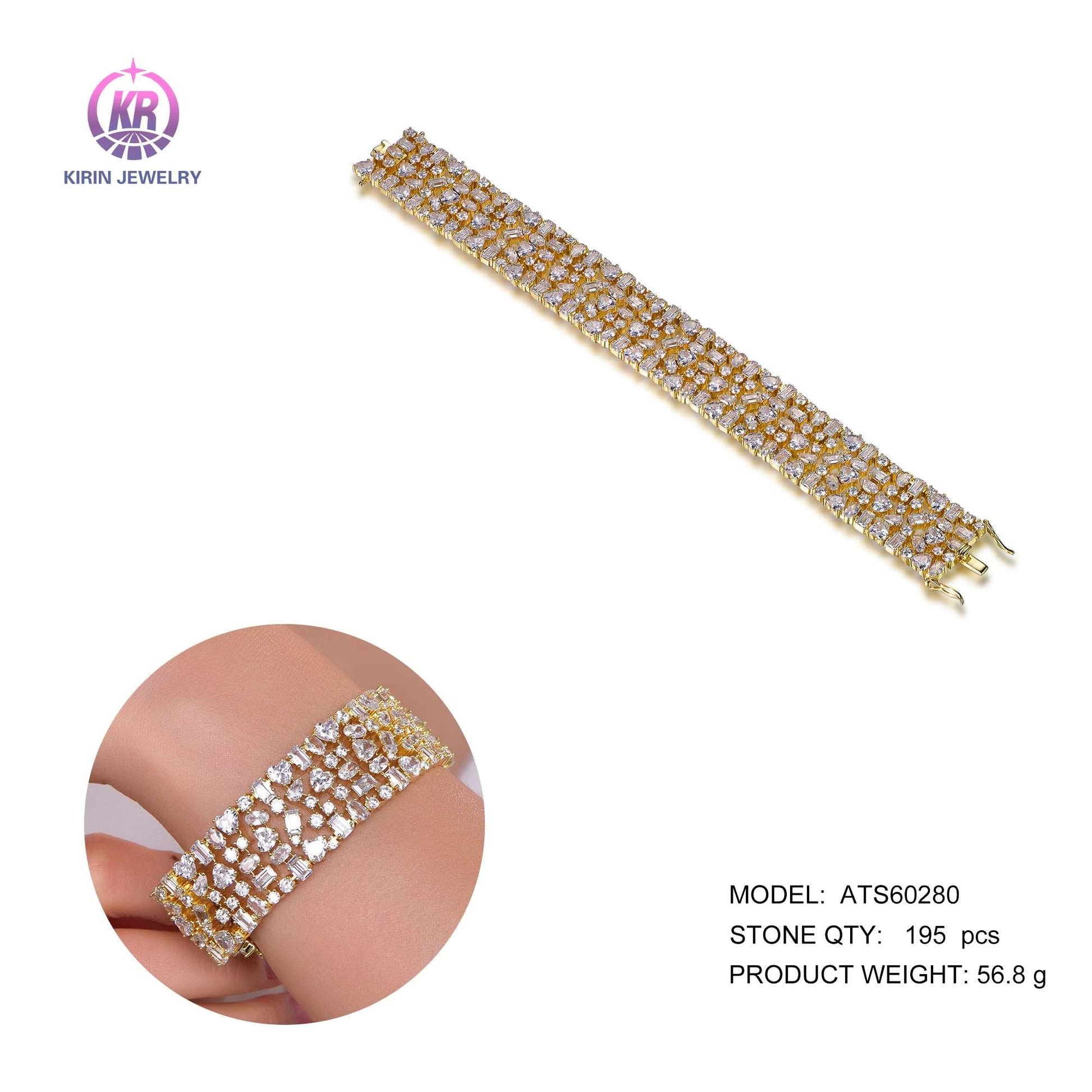 925 silver bracelet with 14K gold plating CZ 60280 Kirin Jewelry