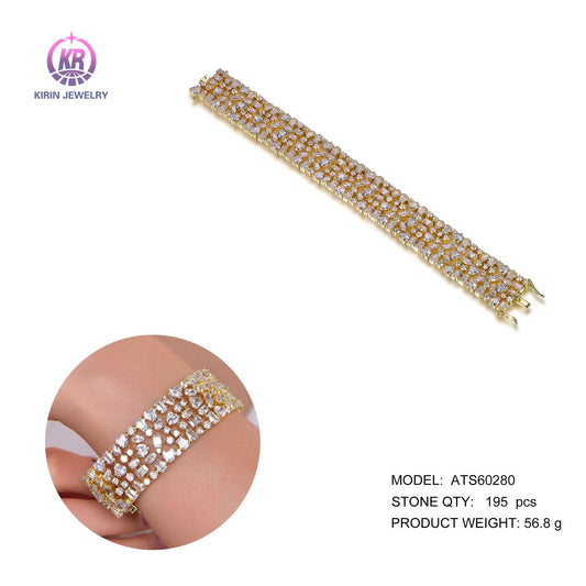 925 silver bracelet with 14K gold plating CZ 60280 Kirin Jewelry