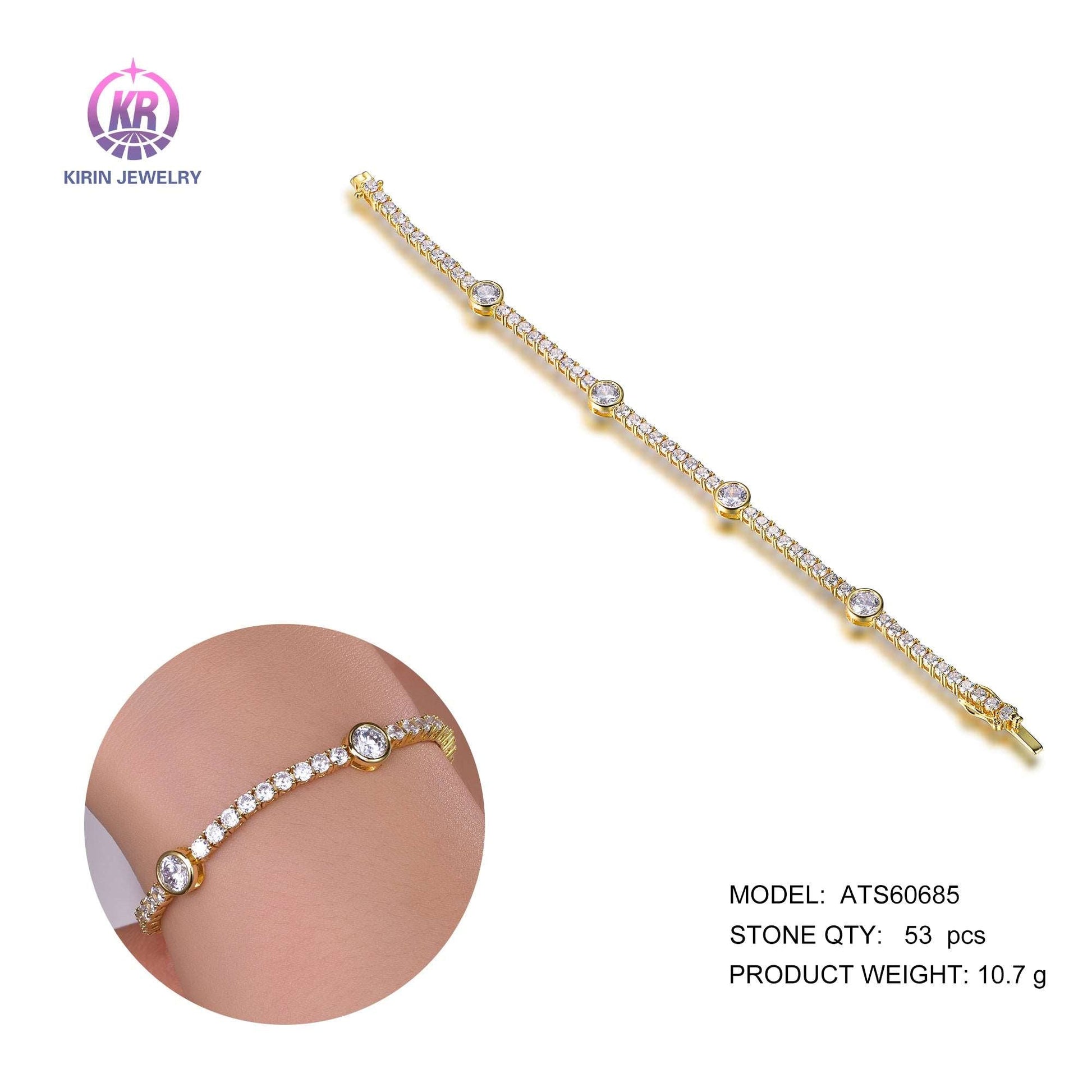 925 silver bracelet with 14K gold plating CZ 60685 Kirin Jewelry