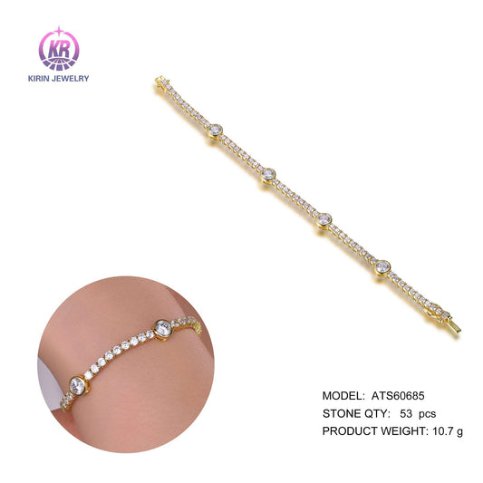 925 silver bracelet with 14K gold plating CZ 60685 Kirin Jewelry