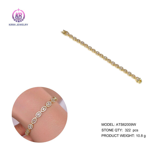 925 silver bracelet with 14K gold plating CZ 62009 Kirin Jewelry