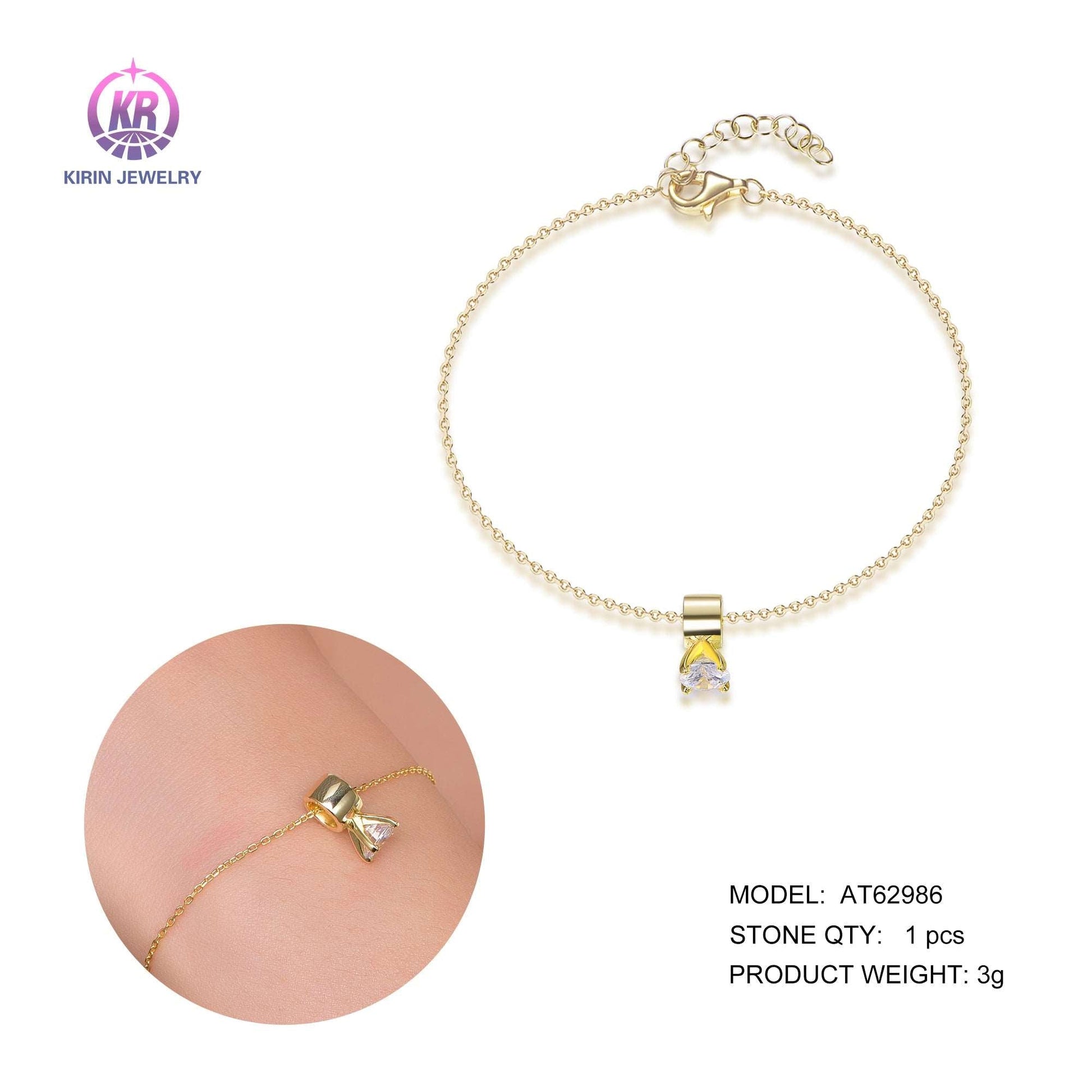 925 silver bracelet with 14K gold plating CZ 62986 Kirin Jewelry