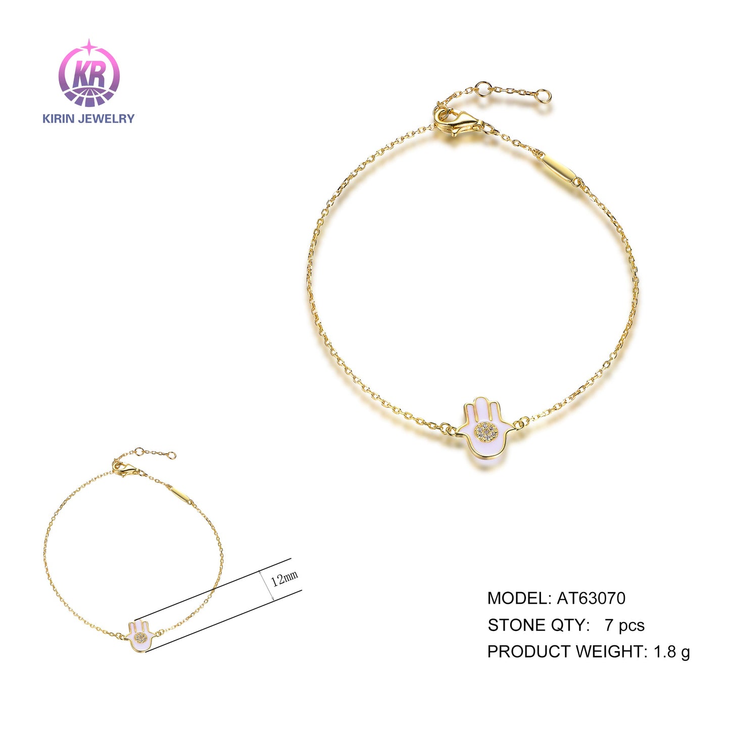 925 silver bracelet with 14K gold plating CZ 63070 Kirin Jewelry
