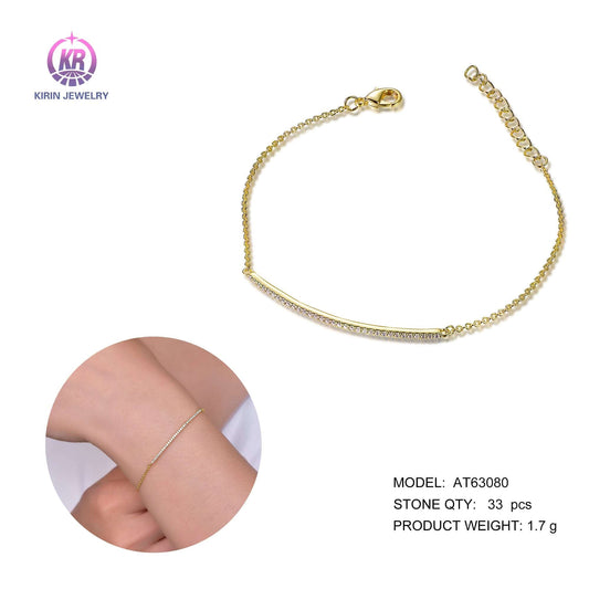 925 silver bracelet with 14K gold plating CZ 63080 Kirin Jewelry