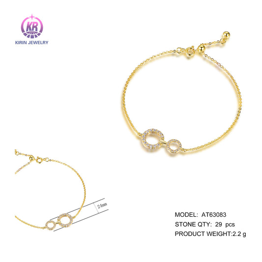 925 silver bracelet with 14K gold plating CZ 63083 Kirin Jewelry