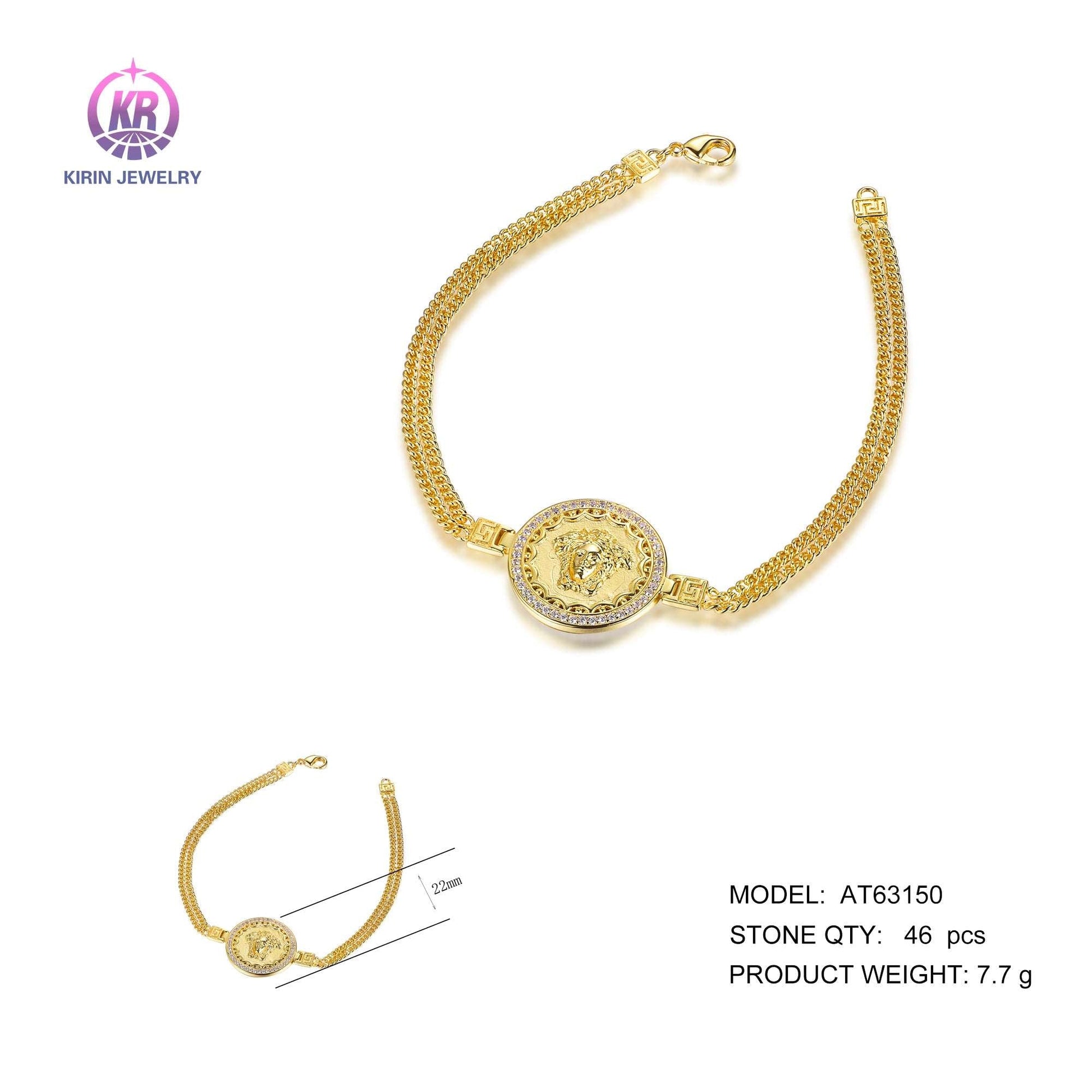 925 silver bracelet with 14K gold plating CZ 63150 Kirin Jewelry