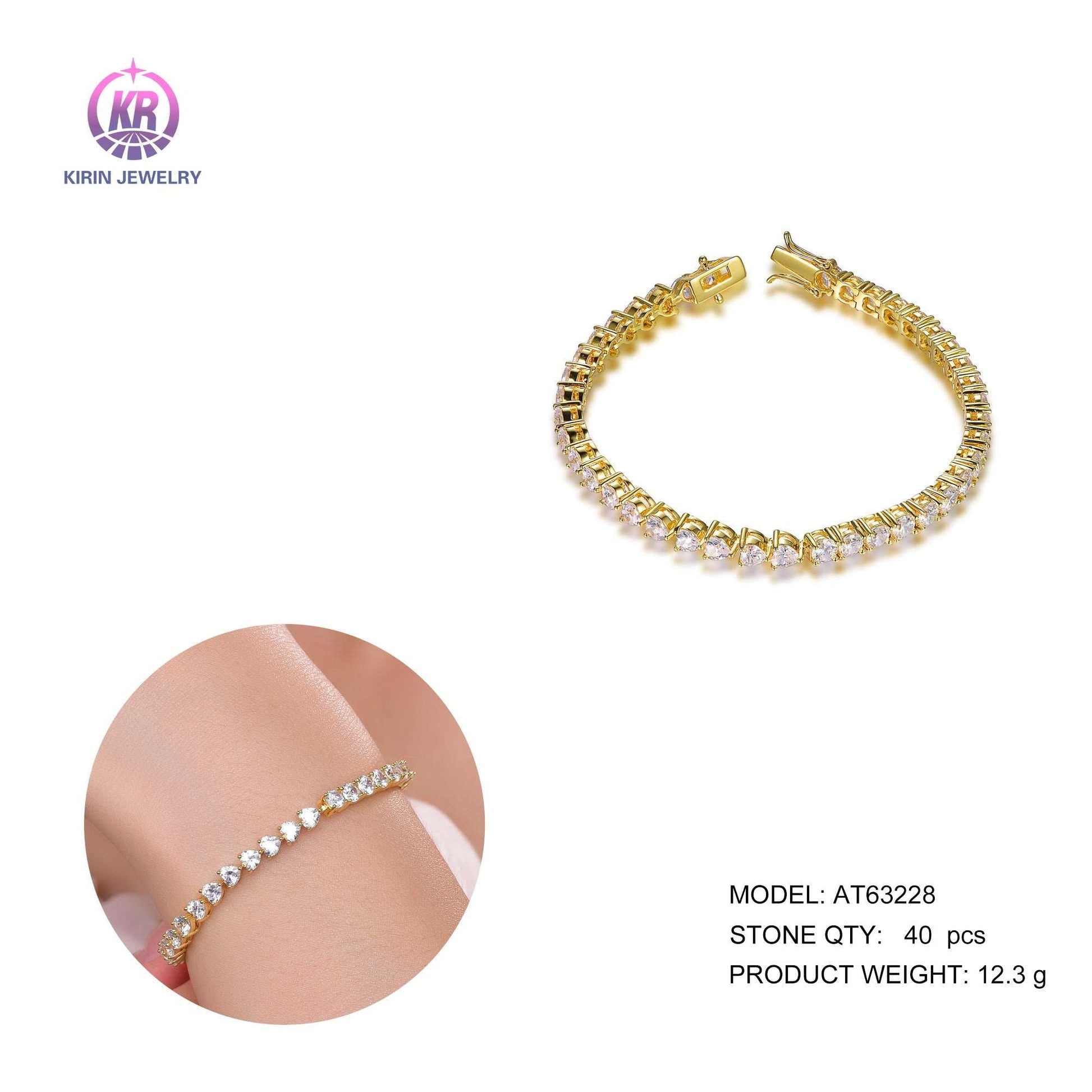 925 silver bracelet with 14K gold plating CZ 63228 Kirin Jewelry