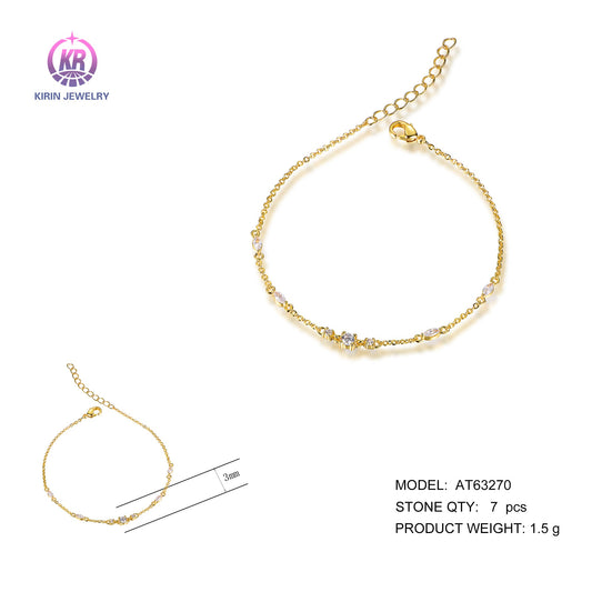 925 silver bracelet with 14K gold plating CZ 63270 Kirin Jewelry