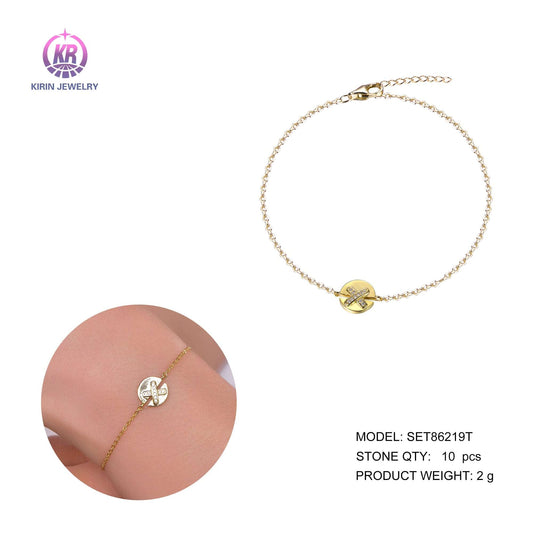 925 silver bracelet with 14K gold plating CZ 86219 Kirin Jewelry