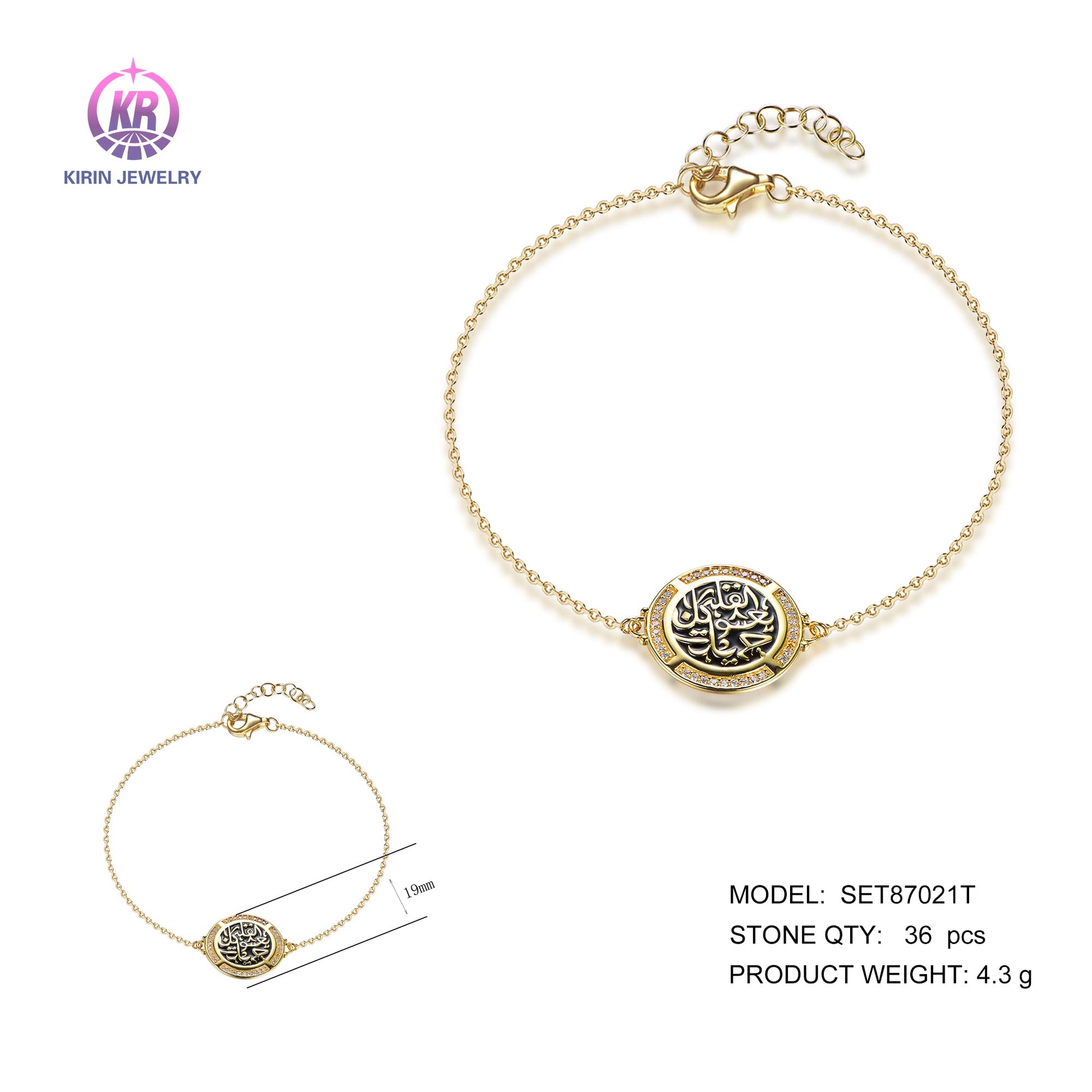 925 silver bracelet with 14K gold plating CZ 87021 Kirin Jewelry