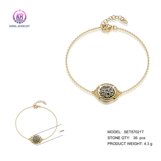 925 silver bracelet with 14K gold plating CZ 87021 Kirin Jewelry