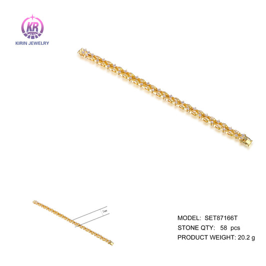 925 silver bracelet with 14K gold plating CZ 87166 Kirin Jewelry