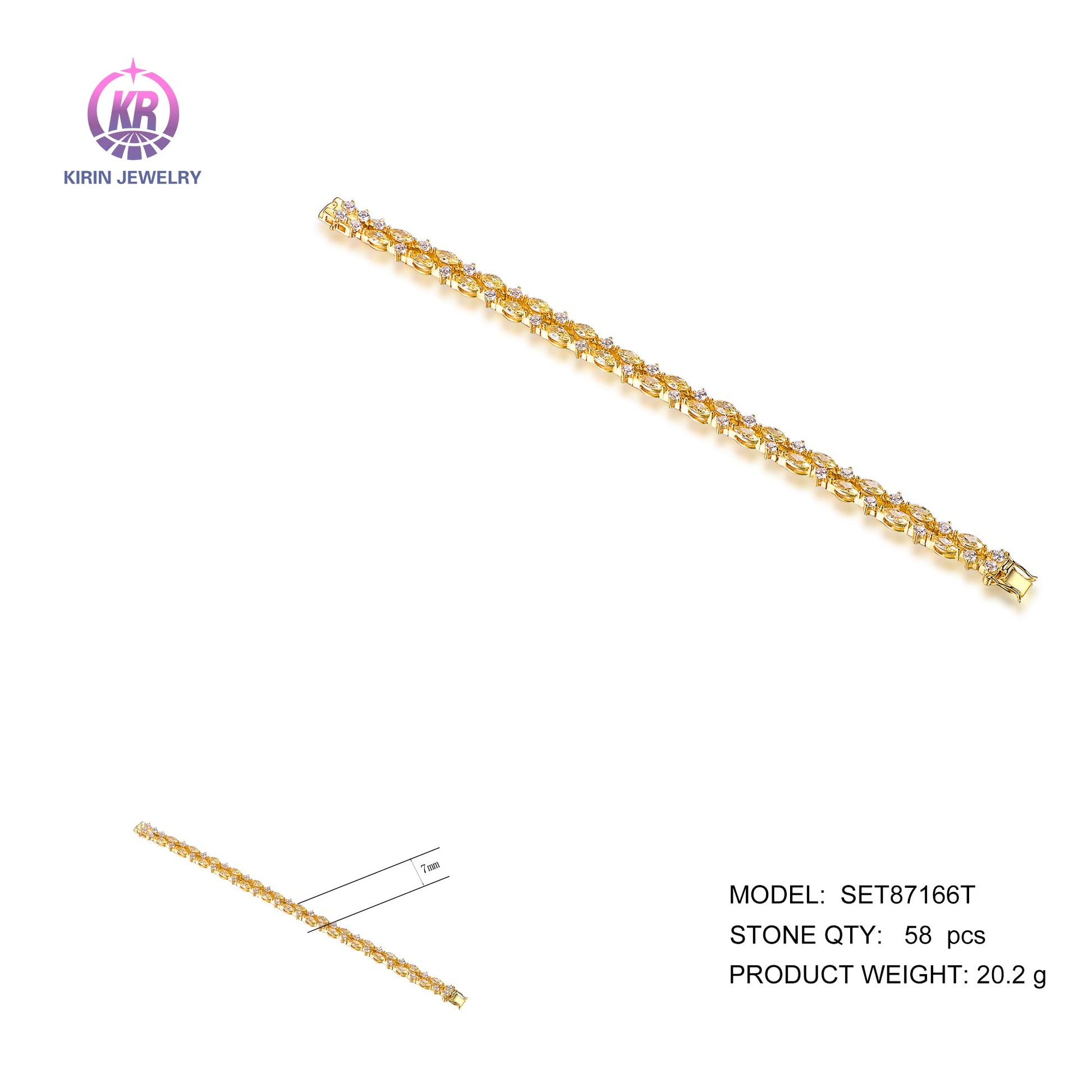 925 silver bracelet with 14K gold plating CZ 87166 Kirin Jewelry