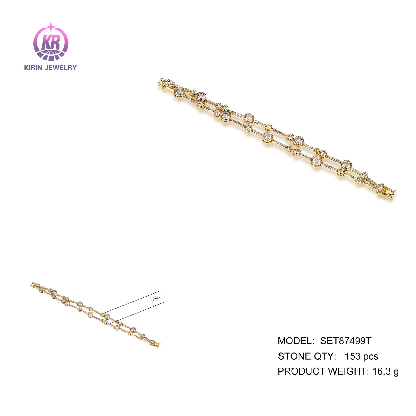 925 silver bracelet with 14K gold plating CZ 87499 Kirin Jewelry