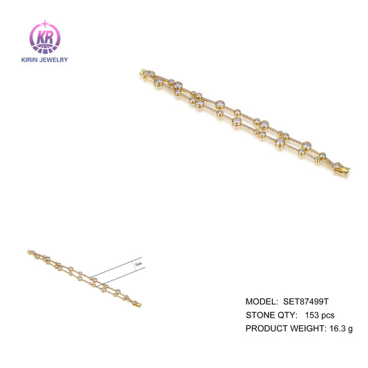 925 silver bracelet with 14K gold plating CZ 87499 Kirin Jewelry