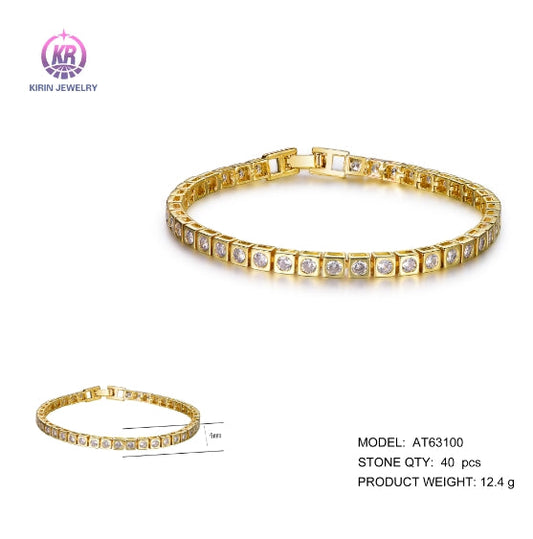 925 silver bracelet with 14K gold plating CZ AT63100 Kirin Jewelry