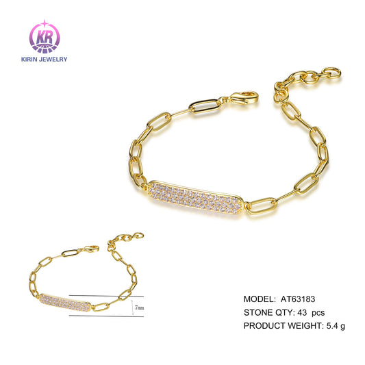 925 silver bracelet with 14K gold plating CZ AT63183 Kirin Jewelry