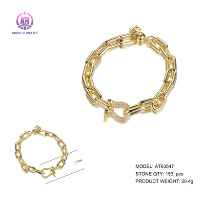 925 silver bracelet with 14K gold plating CZ AT63547 Kirin Jewelry