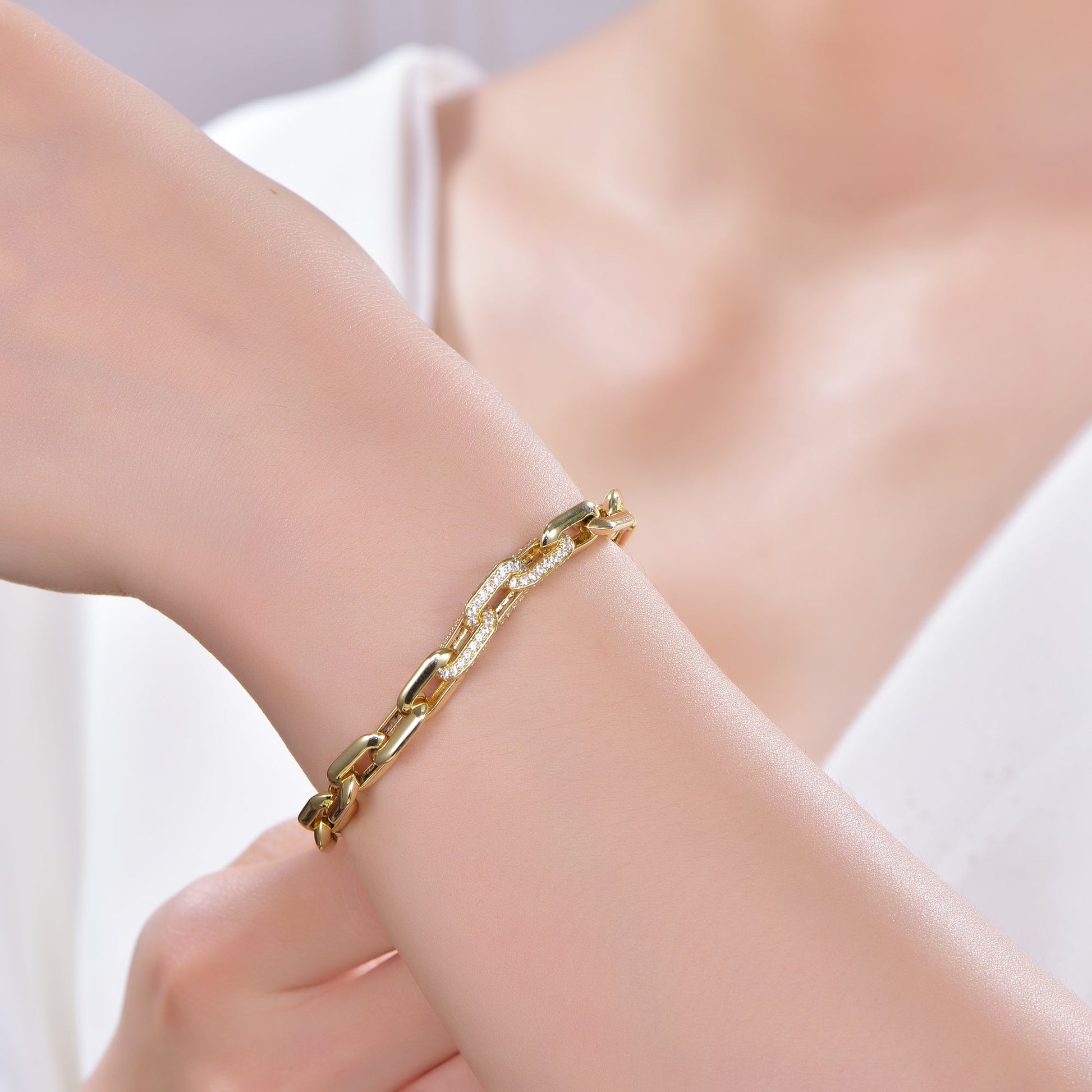 925 silver bracelet with 14K gold plating CZ AT63570 Kirin Jewelry