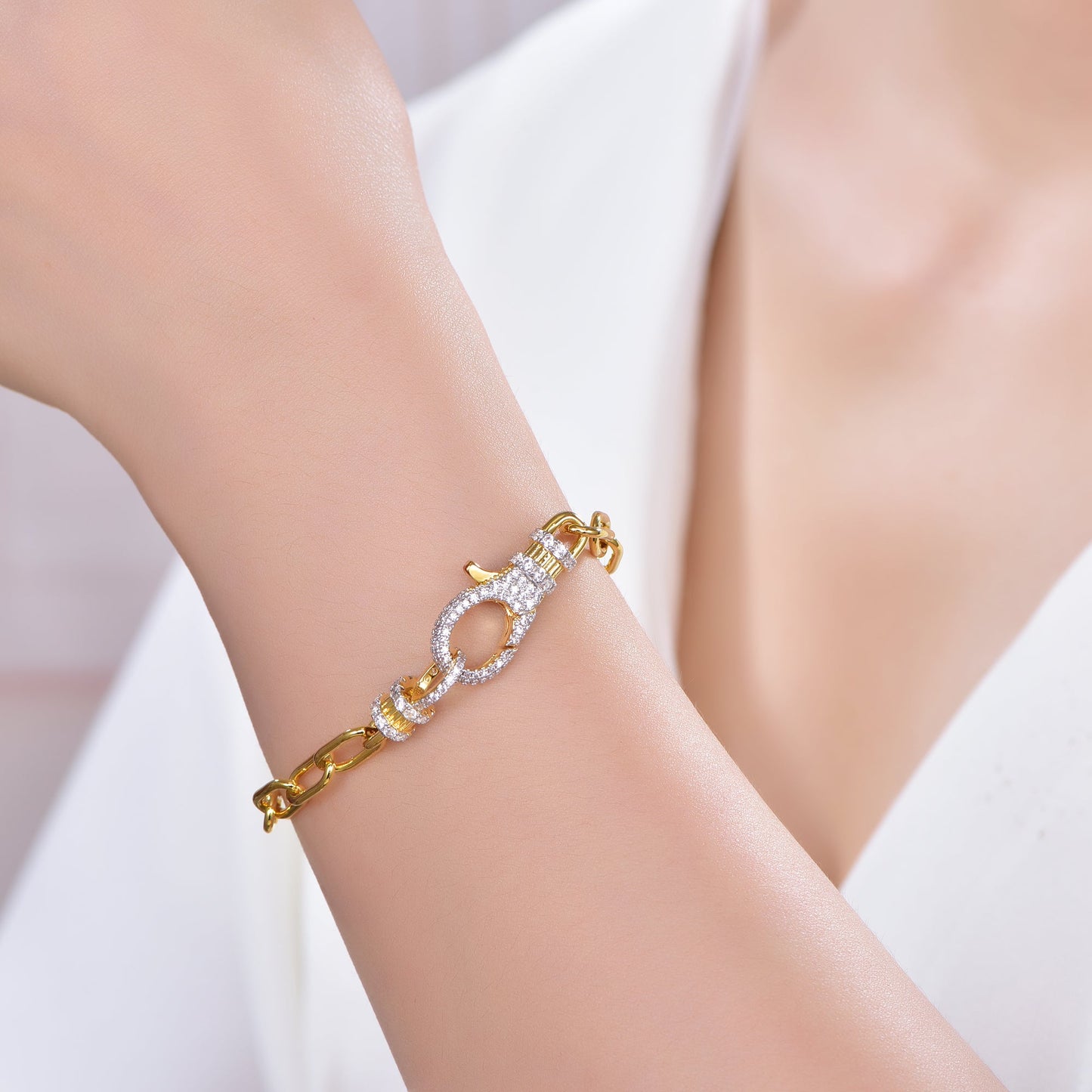 925 silver bracelet with 14K gold plating CZ AT63575 Kirin Jewelry