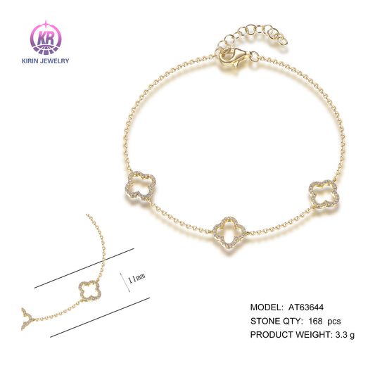 925 silver bracelet with 14K gold plating CZ AT63644 Kirin Jewelry