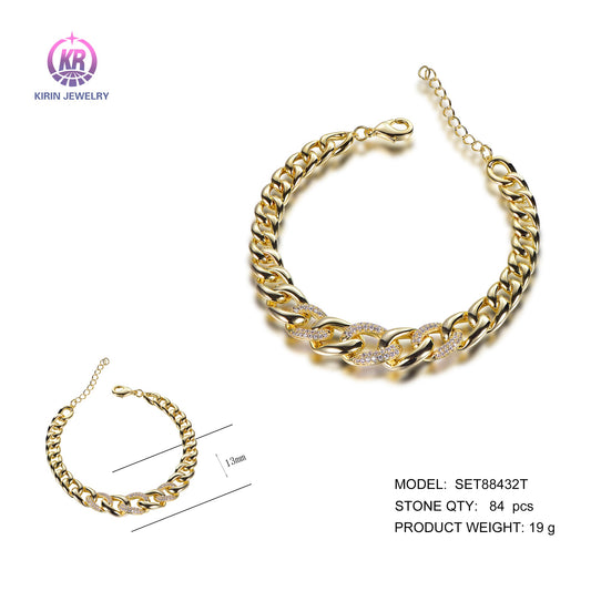 925 silver bracelet with 14K gold plating CZ SET88432T Kirin Jewelry