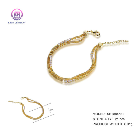 925 silver bracelet with 14K gold plating CZ SET88452T Kirin Jewelry