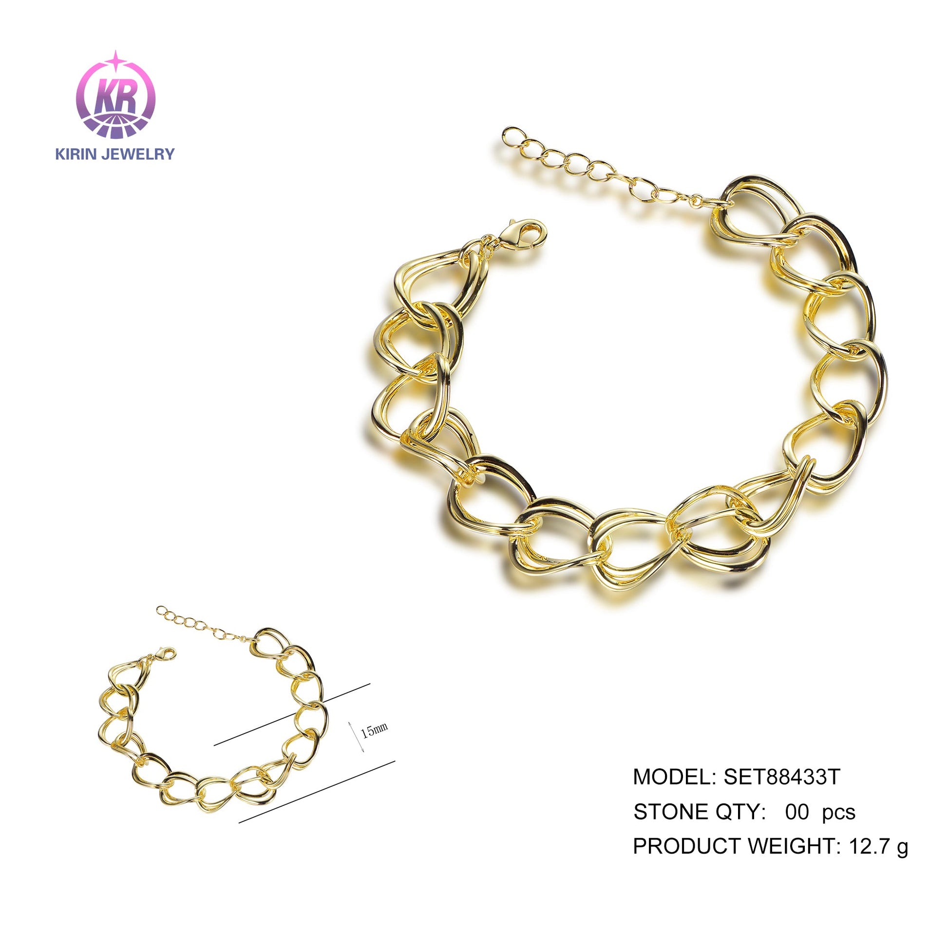 925 silver bracelet with 14K gold plating SET88433T Kirin Jewelry