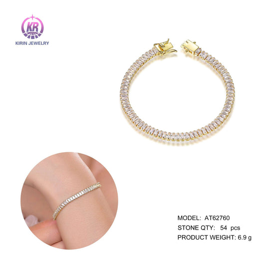 925 silver bracelet with 14K gold plating baguette CZ 62760 Kirin Jewelry