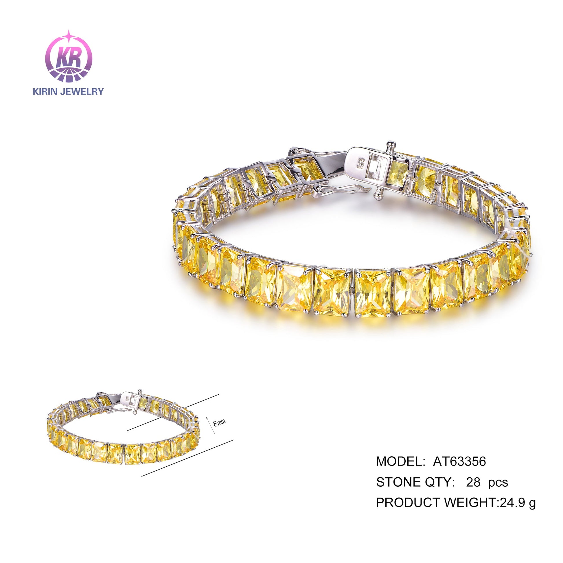 925 silver bracelet with 14K gold plating yellow CZ AT63356 Kirin Jewelry