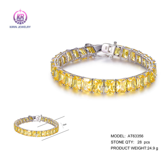 925 silver bracelet with 14K gold plating yellow CZ AT63356 Kirin Jewelry