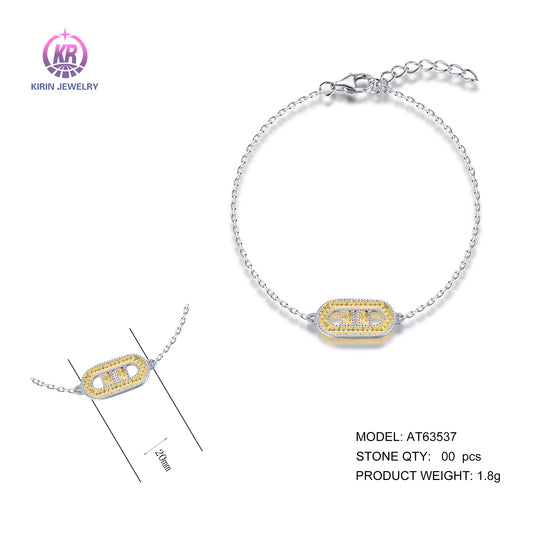 925 silver bracelet with 2-tone plating rhodium and 14K gold AT63537 Kirin Jewelry