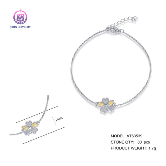 925 silver bracelet with 2-tone plating rhodium and 14K gold AT63539 Kirin Jewelry