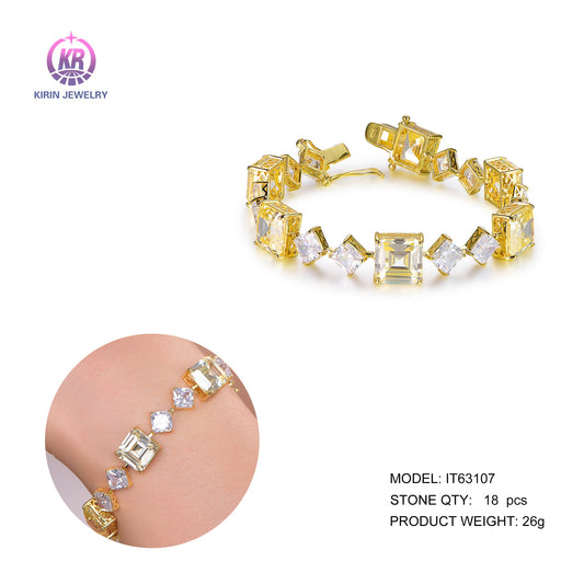 925 silver bracelet with Gold plating CZ 63107 Kirin Jewelry