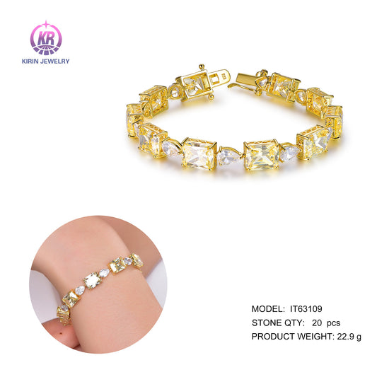 925 silver bracelet with Gold plating CZ 63109 Kirin Jewelry