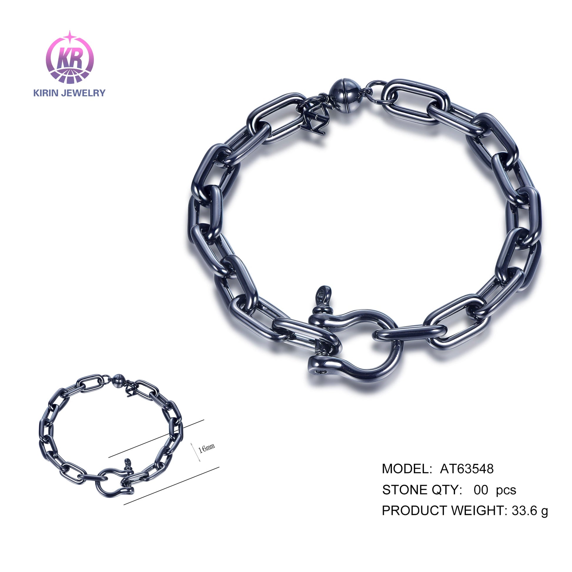 925 silver bracelet with black rhodium plating AT63548 Kirin Jewelry