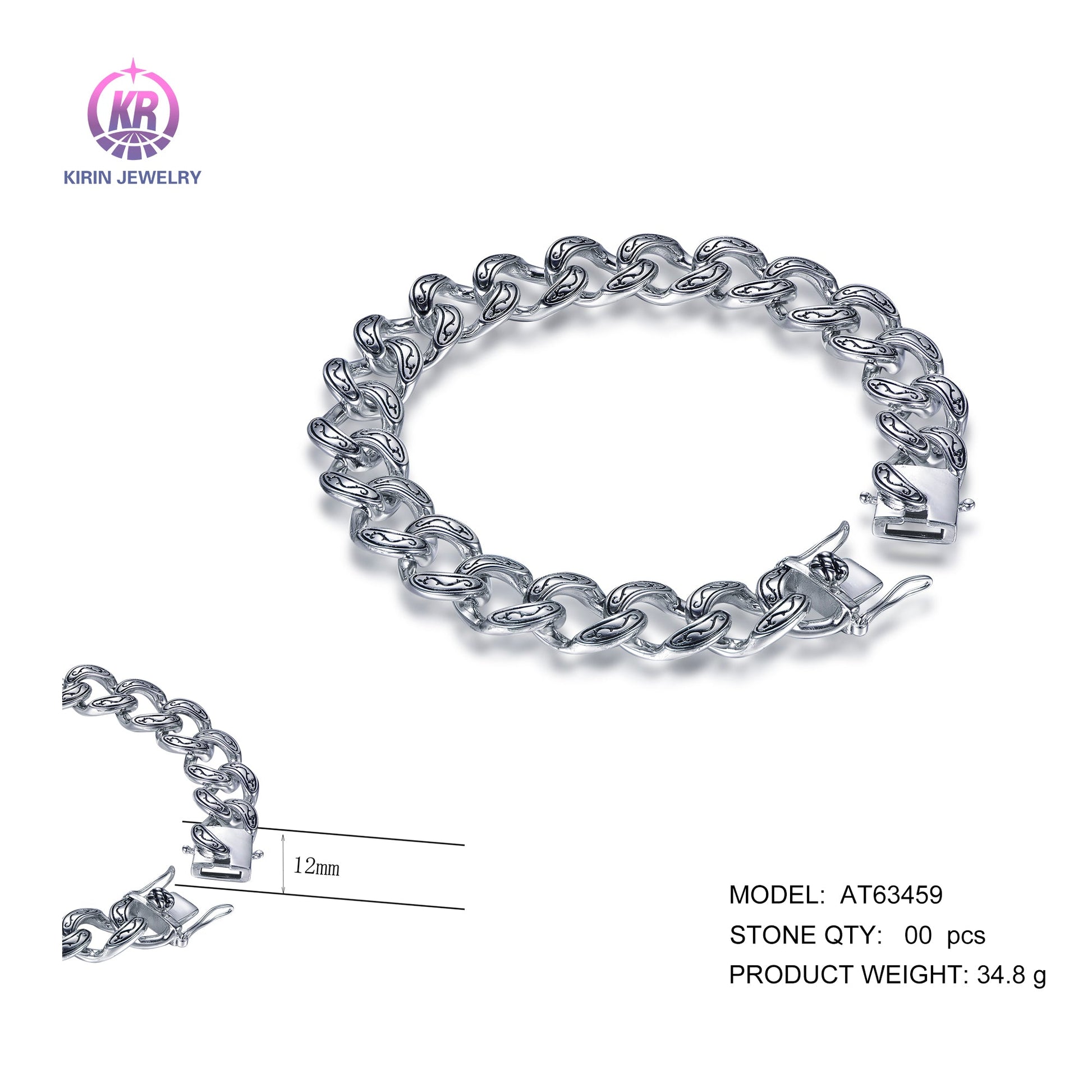 925 silver bracelet with rhodium plating AT63459 Kirin Jewelry