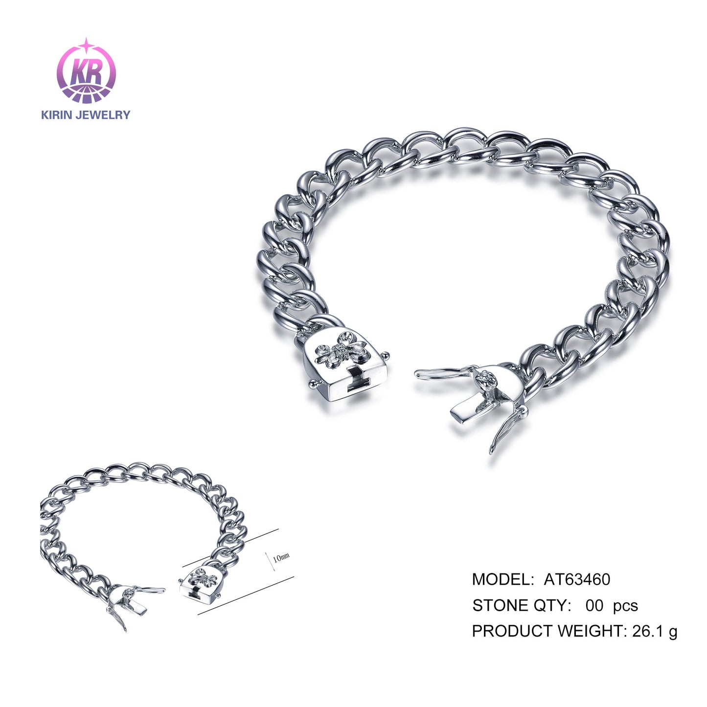 925 silver bracelet with rhodium plating AT63460 Kirin Jewelry