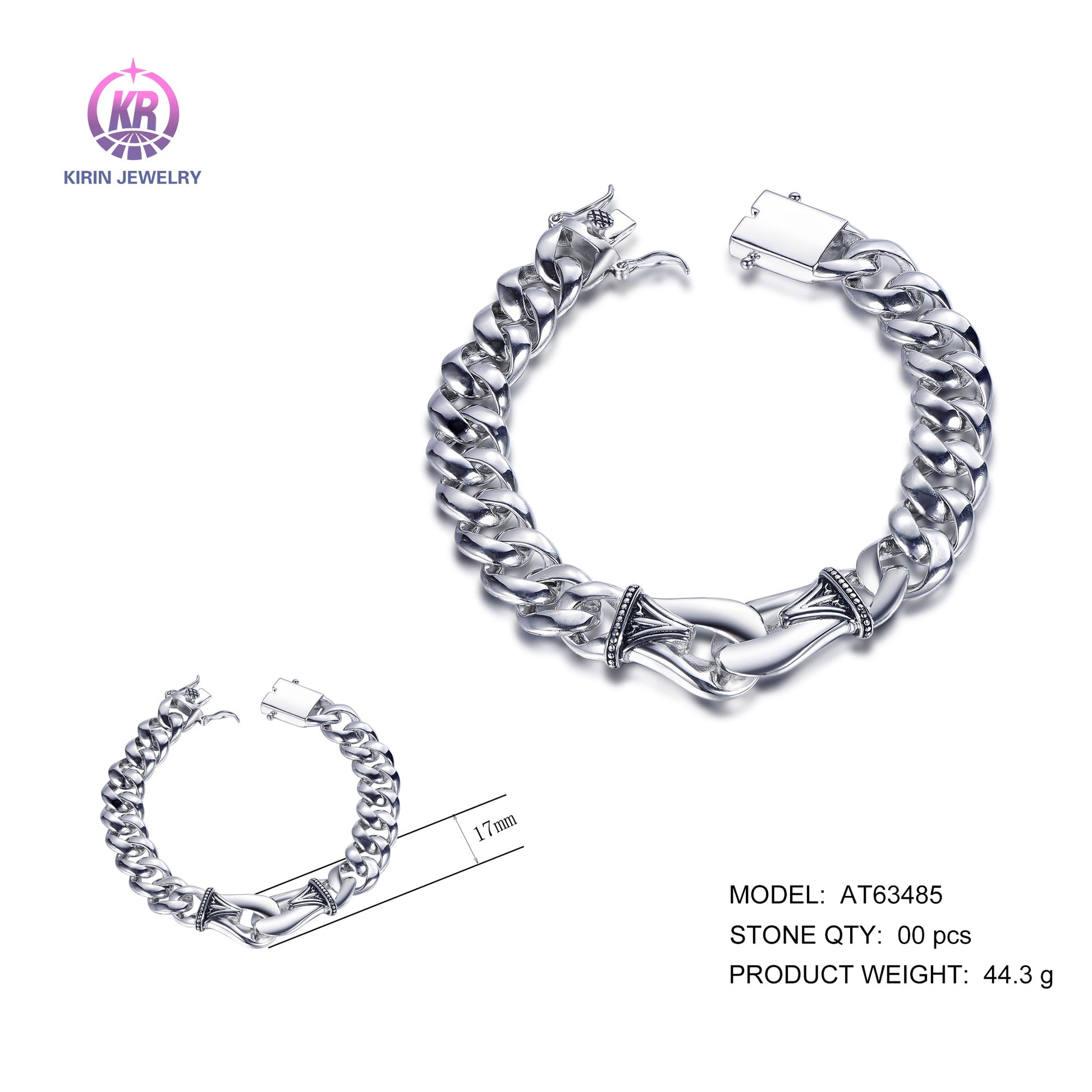 925 silver bracelet with rhodium plating AT63485 Kirin Jewelry